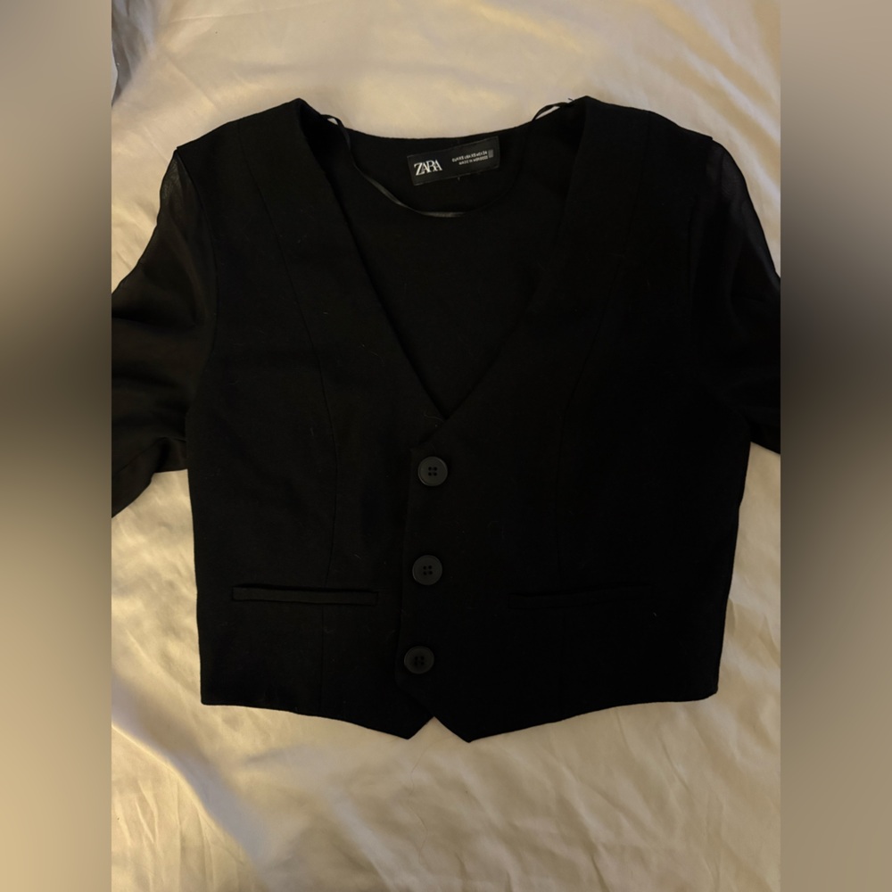 Zara Black Buttoned Vest Shirt